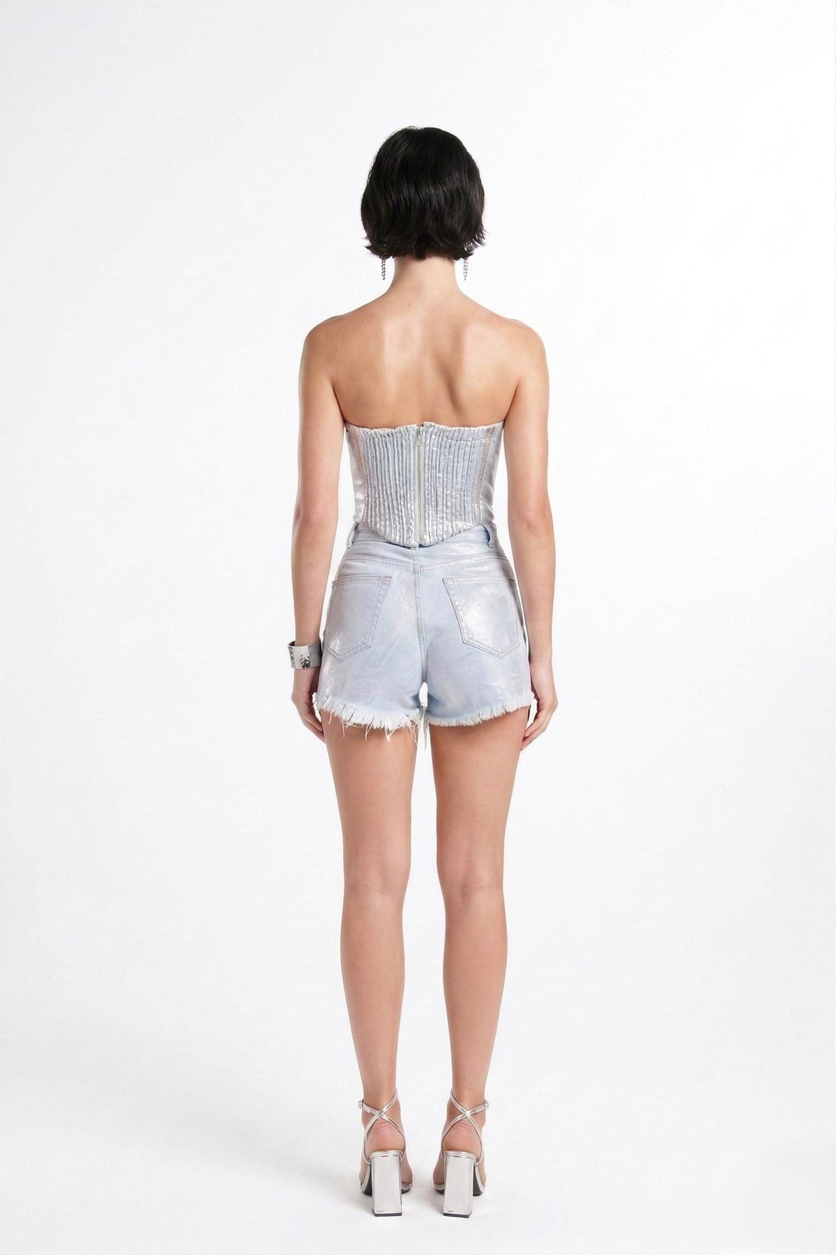 Glänzender Jeans-Bustier