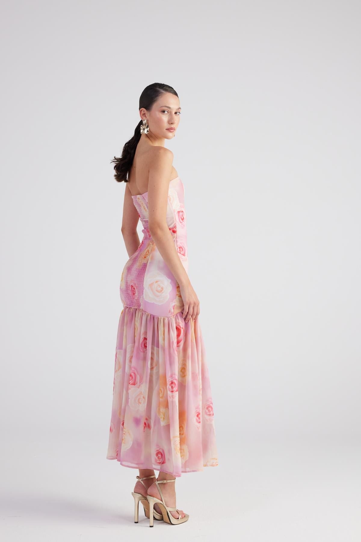 Blumen Chiffon Maxi Kleid