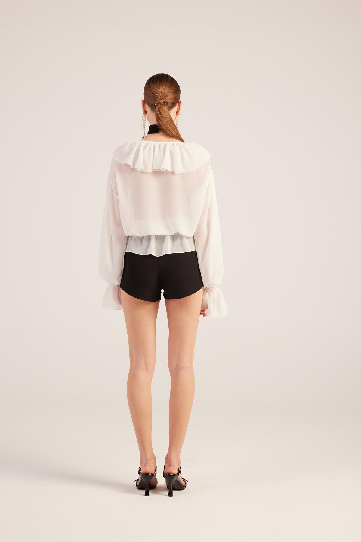 Rüschenspitze Choker Bluse