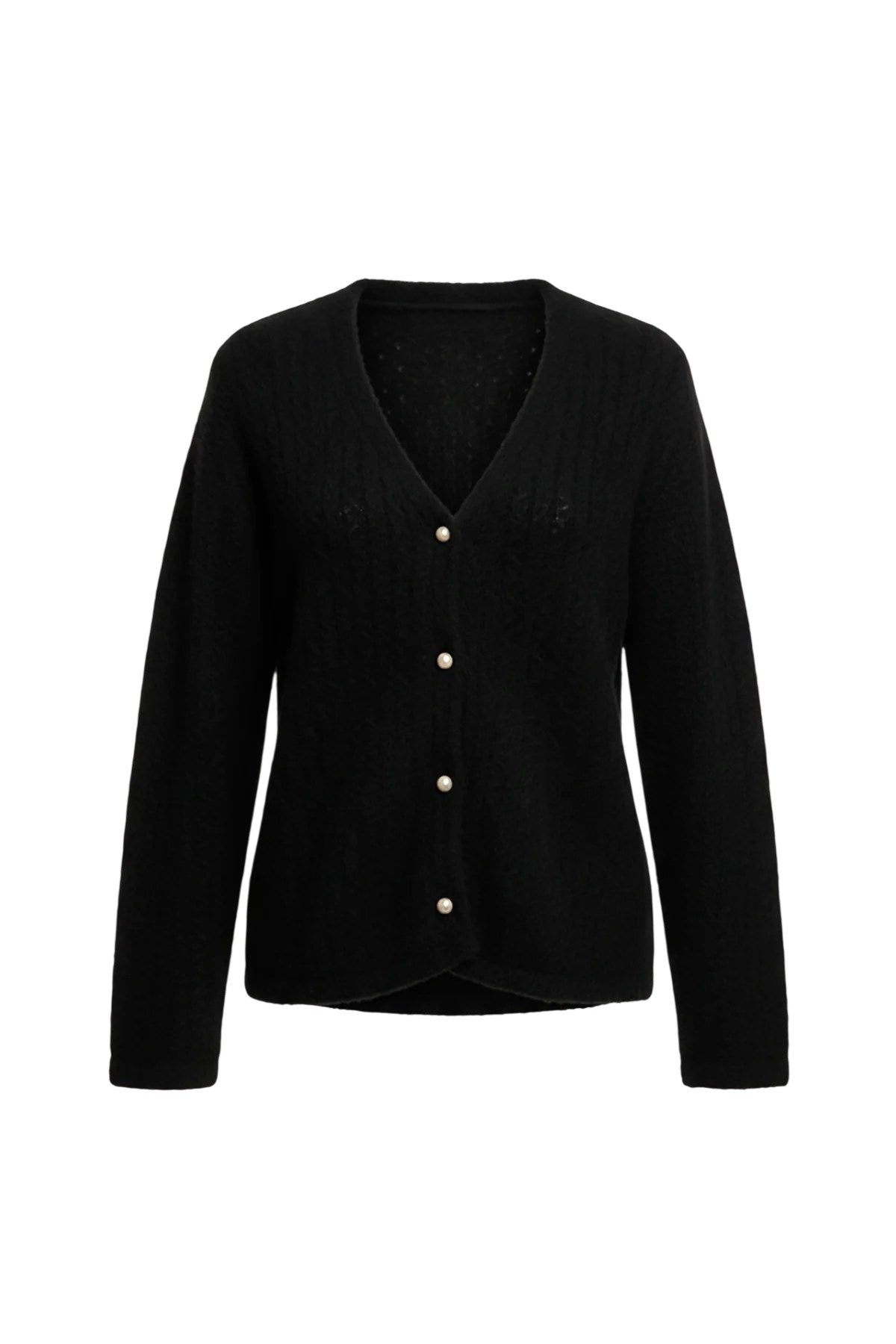 Weich strukturierte Strickjacke mit Perlmuttknöpfen