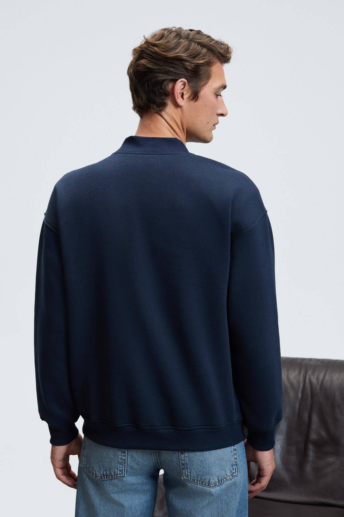 Herren Bomber-Kragen Sweatshirt