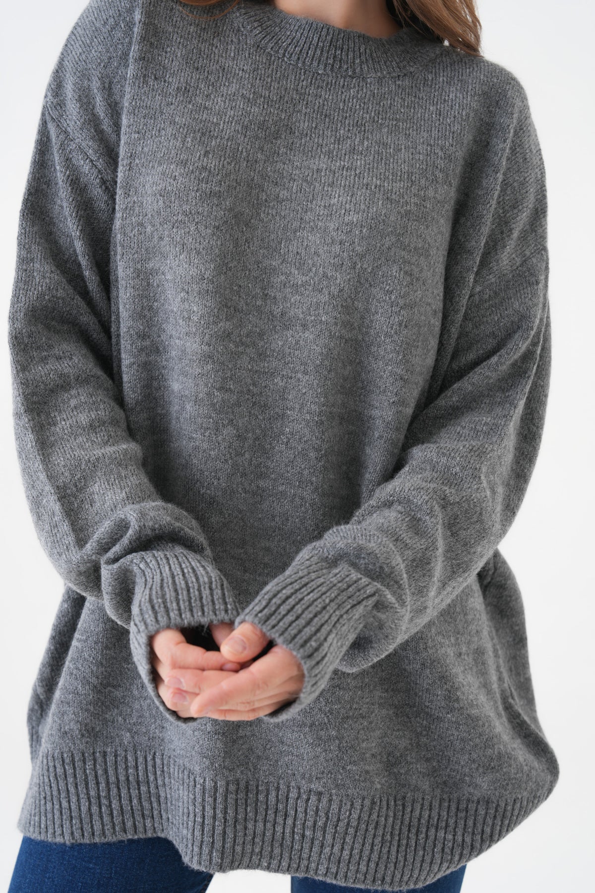 Oversize-Pullover mit Rundhalsausschnitt