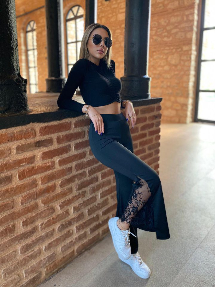 JANE'S Damen Spitze Glockenboden Scuba Leggings