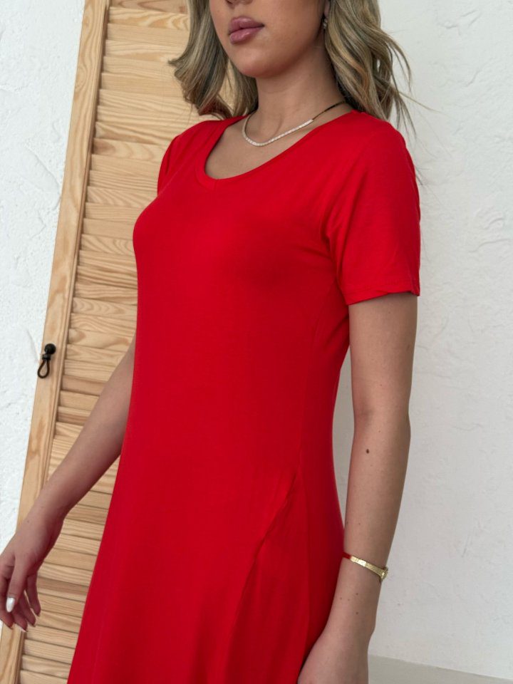 JANE'S Damen Kurzarm V-Ausschnitt Maxikleid 124 cm