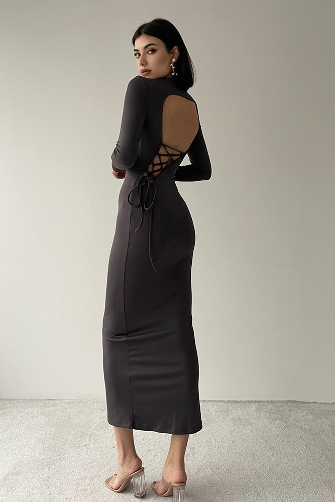 Midi-Abendkleid mit Schlitz