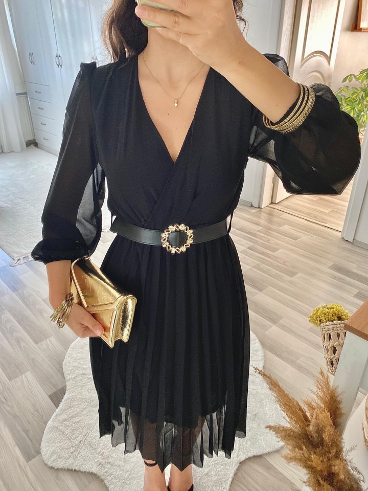 JANE'S Damen Chiffon Gefüttertes Ausgestelltes Midi-Kleid