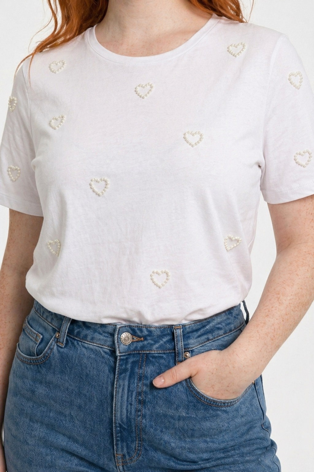 Herz-Detail Basic T-Shirt