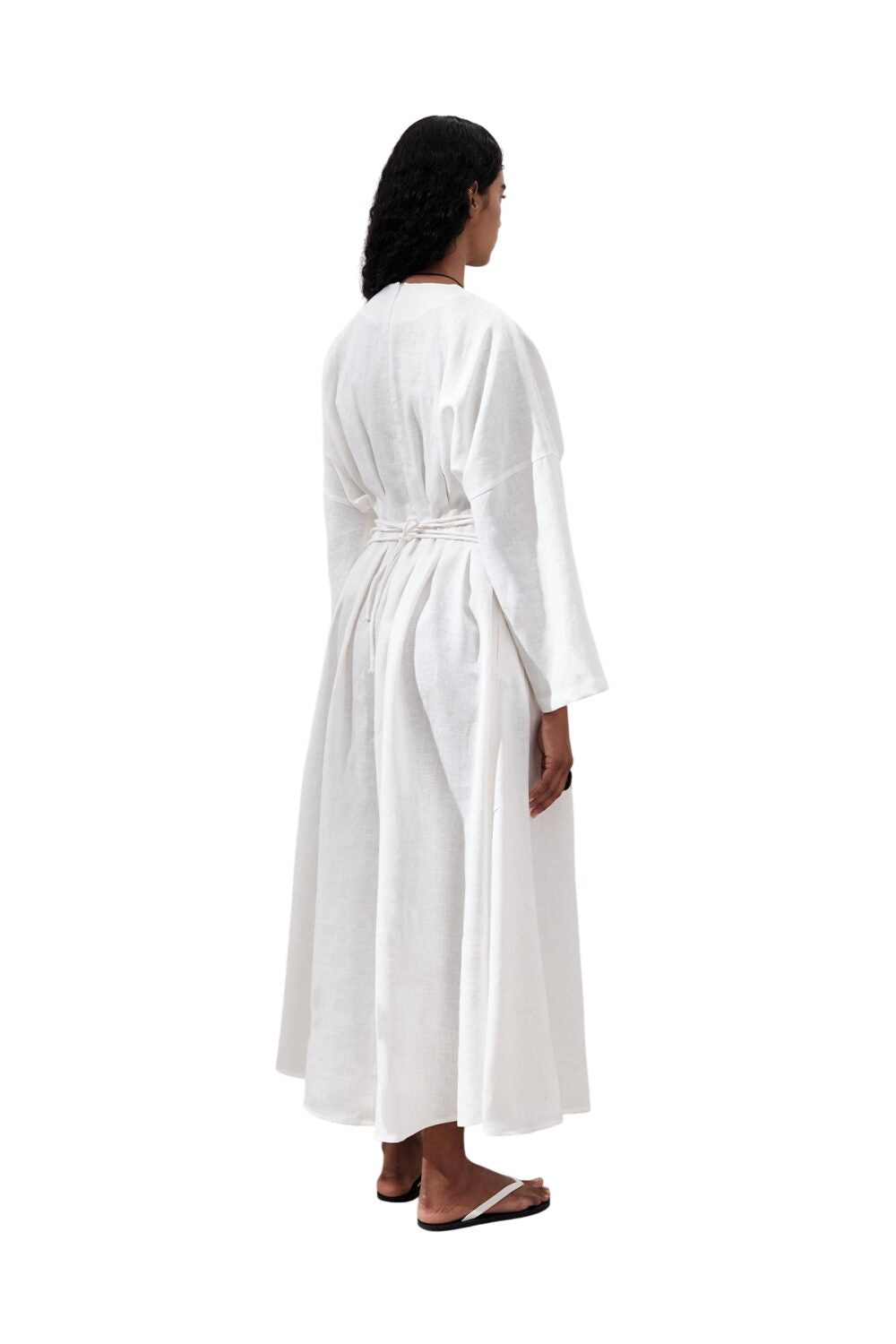 Leinenkleid mit Falten, schwarz