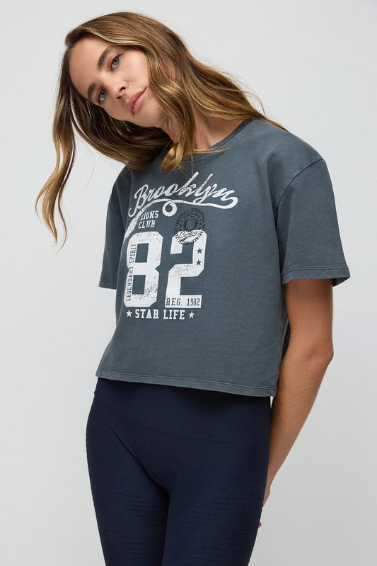 Kurzärmeliges Sweatshirt mit Aufdruck