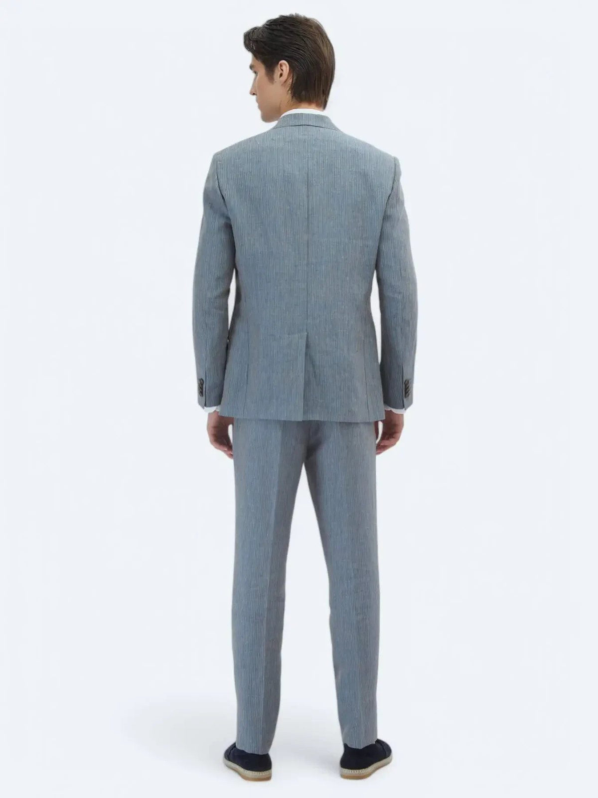 Gestreifter Modern Fit 100% Leinenanzug