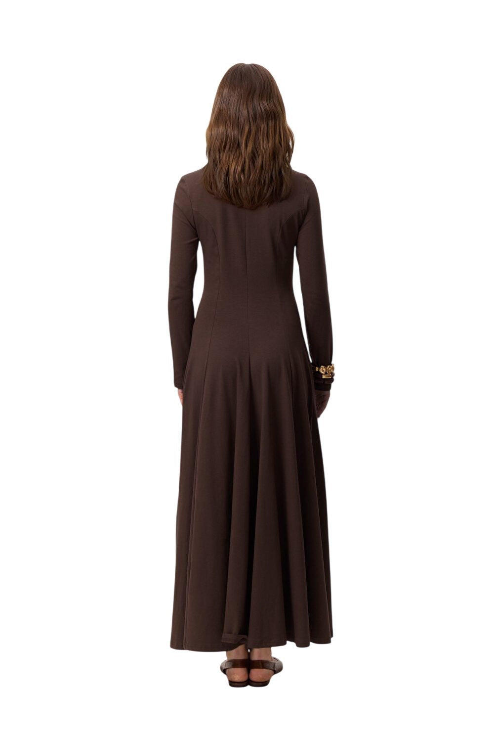 SCHWARZES LANGÄRMLIGES KLEID MIT CUP-FÖRMCHEN
