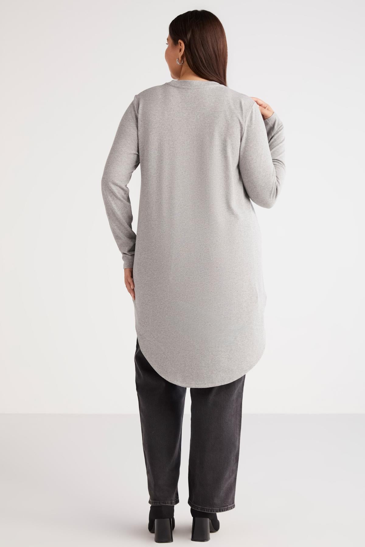 Damen Plus Size Asymmetrische Rippbluse