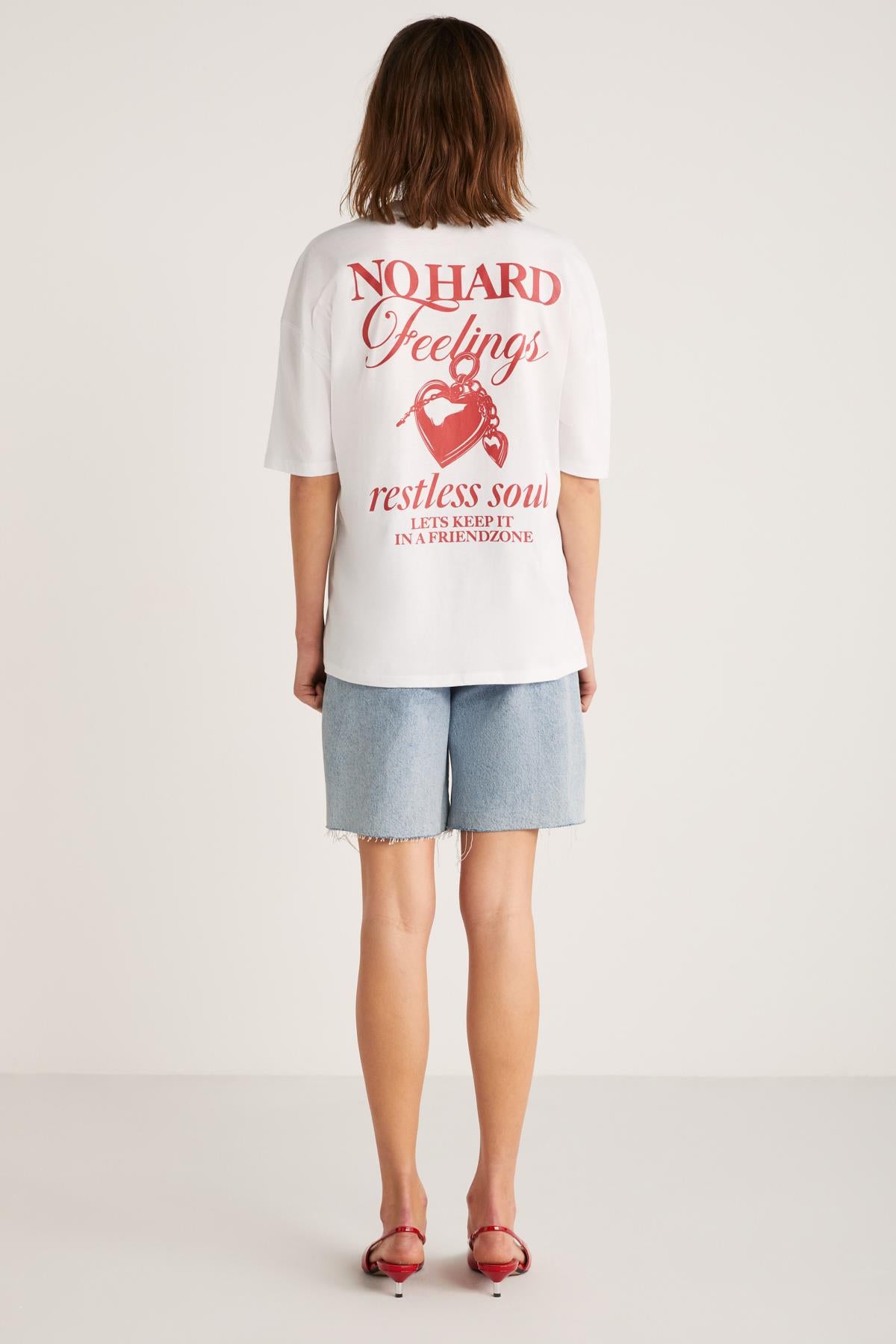 LUCK Damen Rotes Print-T-Shirt