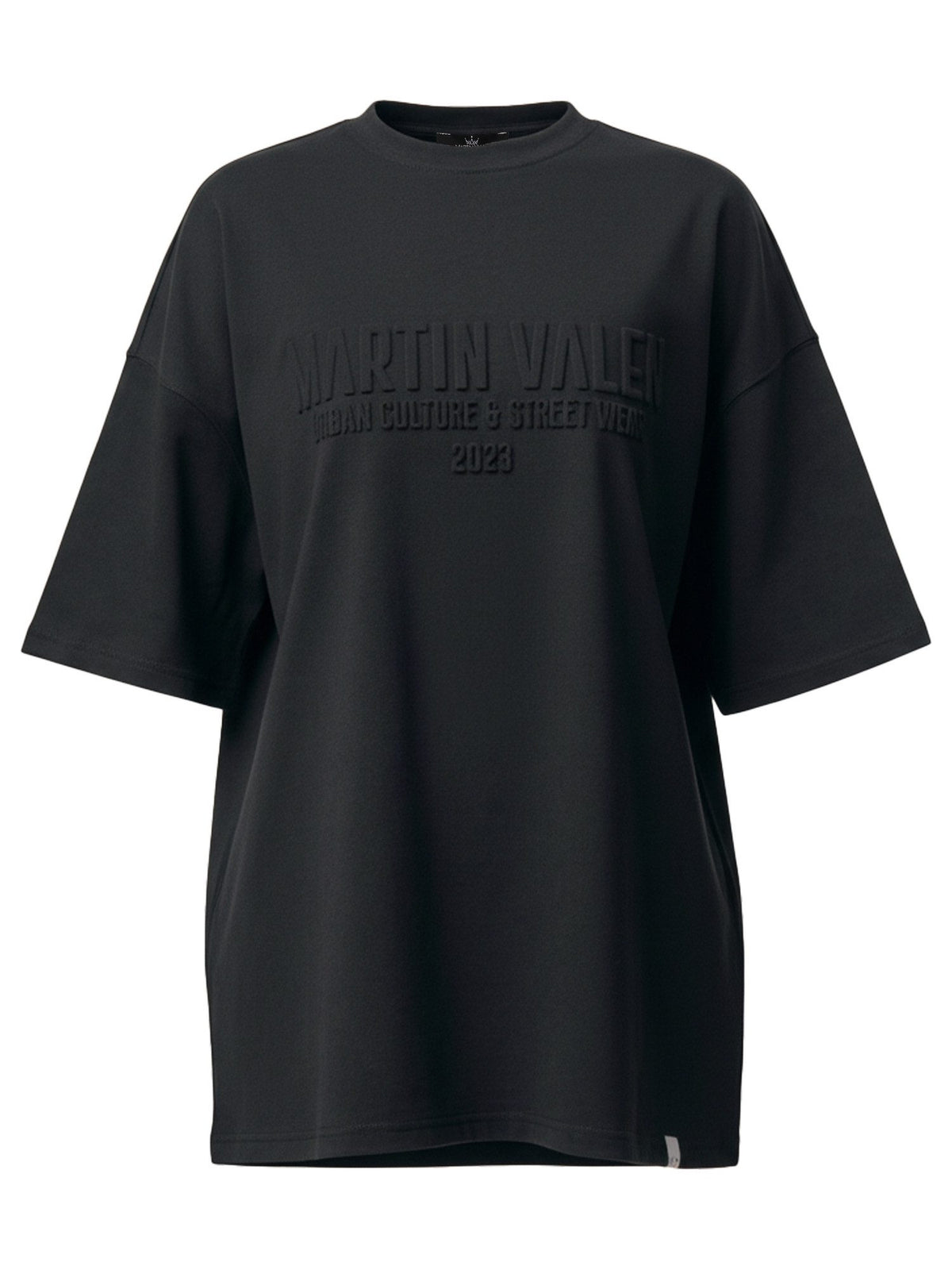 Martin Valen Groß Geprägtes Schwarzes Basic T-Shirt