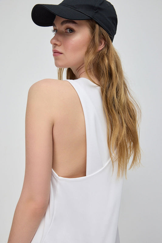 Lange Bluse mit gekreuztem Rückenausschnitt aus Modal-Stoff