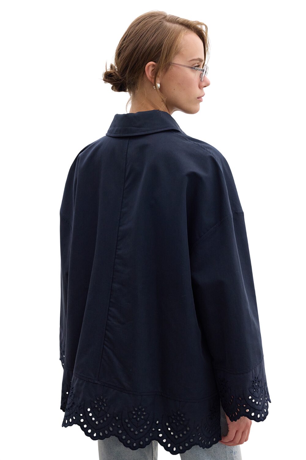 GESTICKTES DESIGN TRENCH COAT SCHWARZ