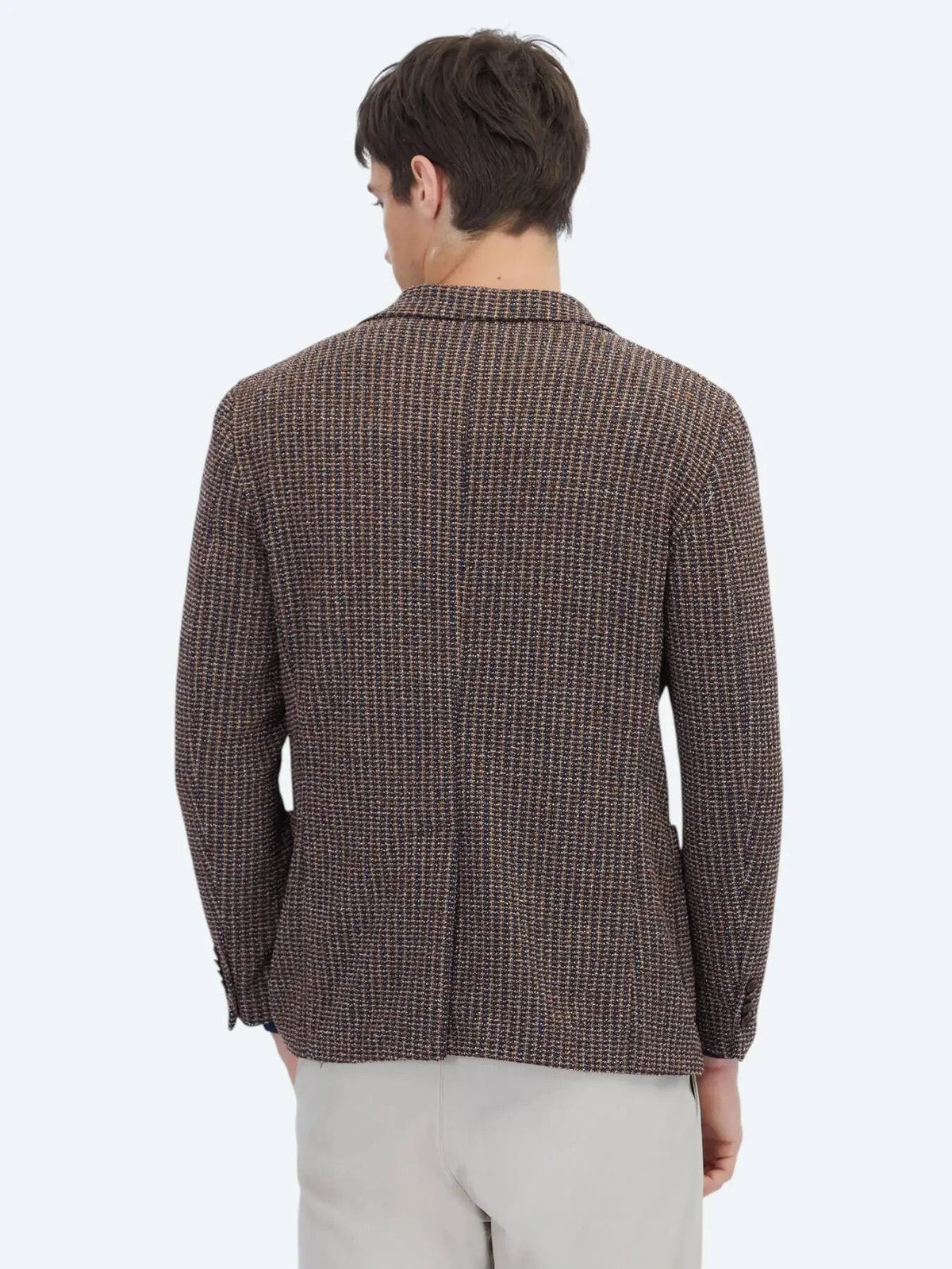 Marineblau gemusterte Modern Fit Baumwollmischungsjacke