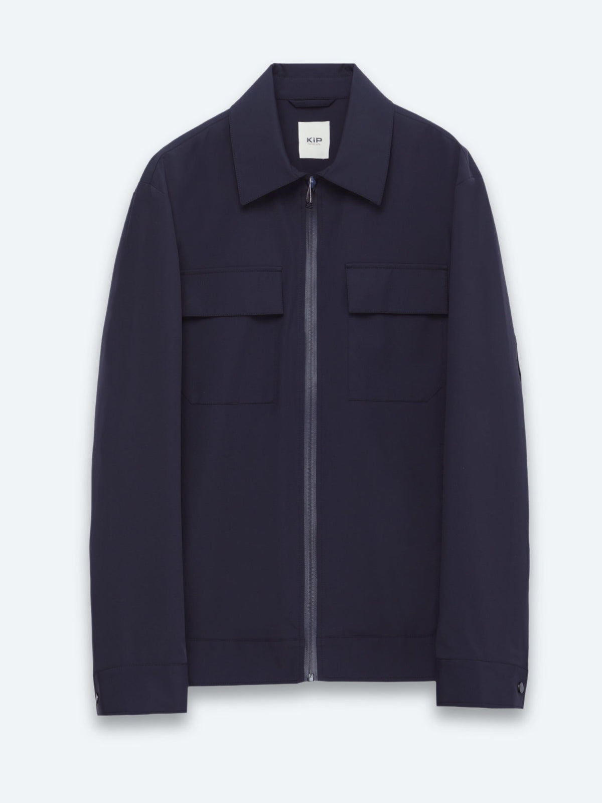 Marineblaues Regular Fit Hemdkragen Freizeitjacke
