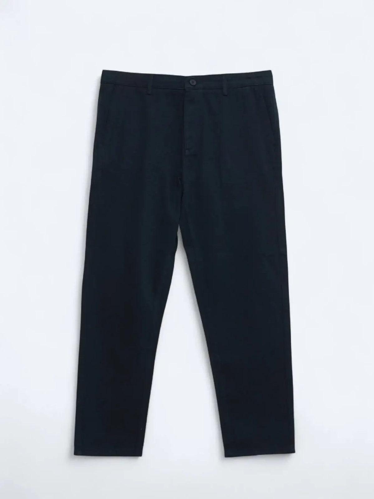 Marineblau Gewebte Lässige Baumwollmischung Hose