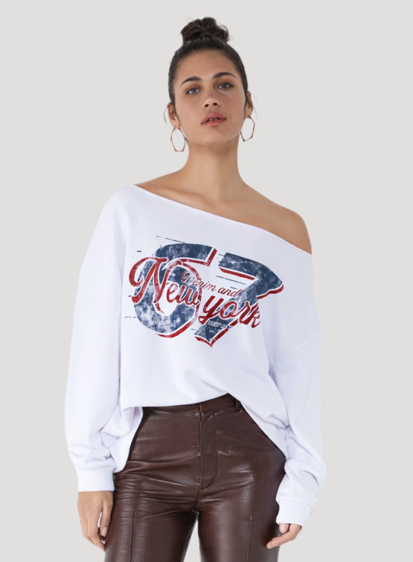 New York bedrucktes weißes Sweatshirt