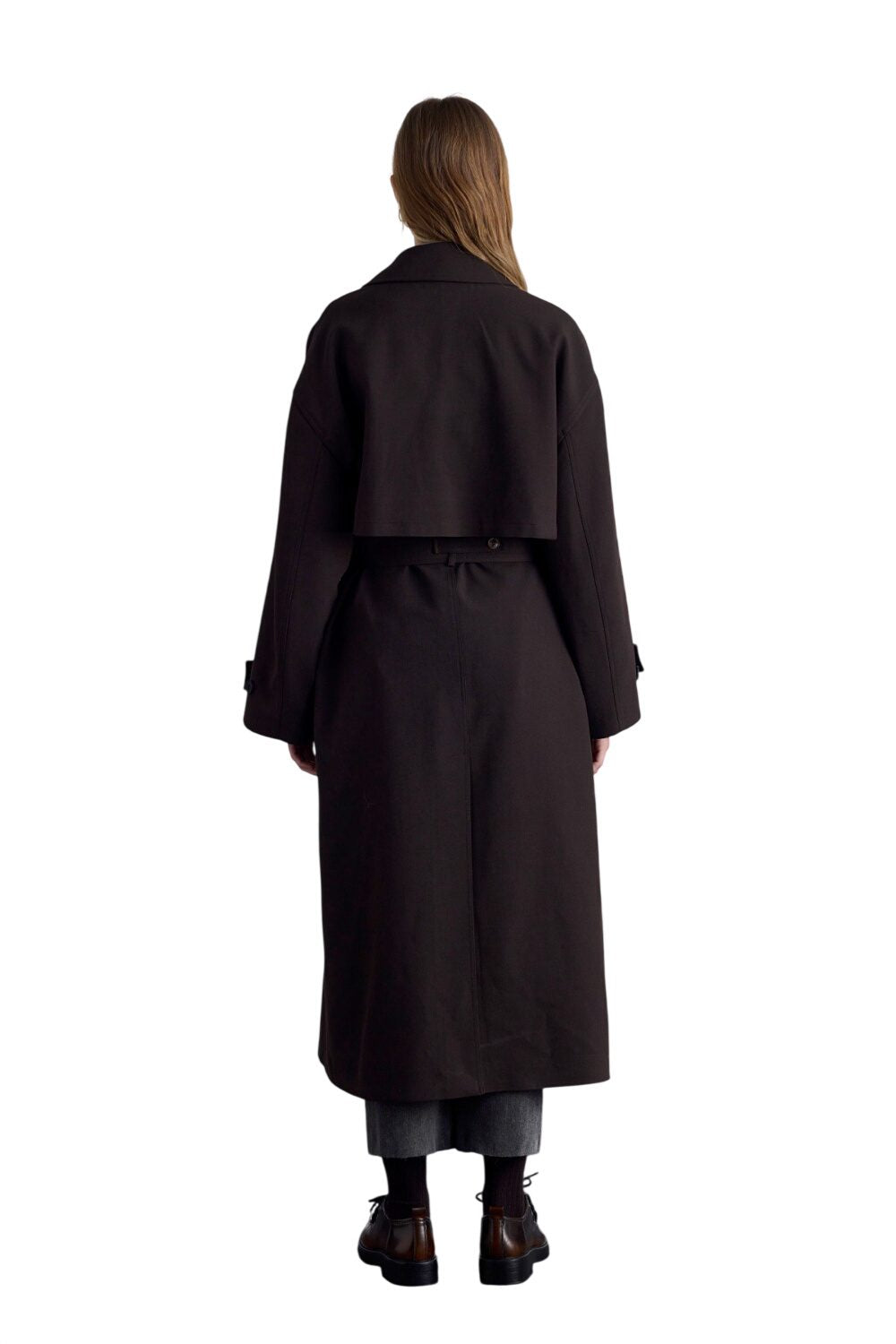 Nicola zweireihiger Trenchcoat, dunkelbraun
