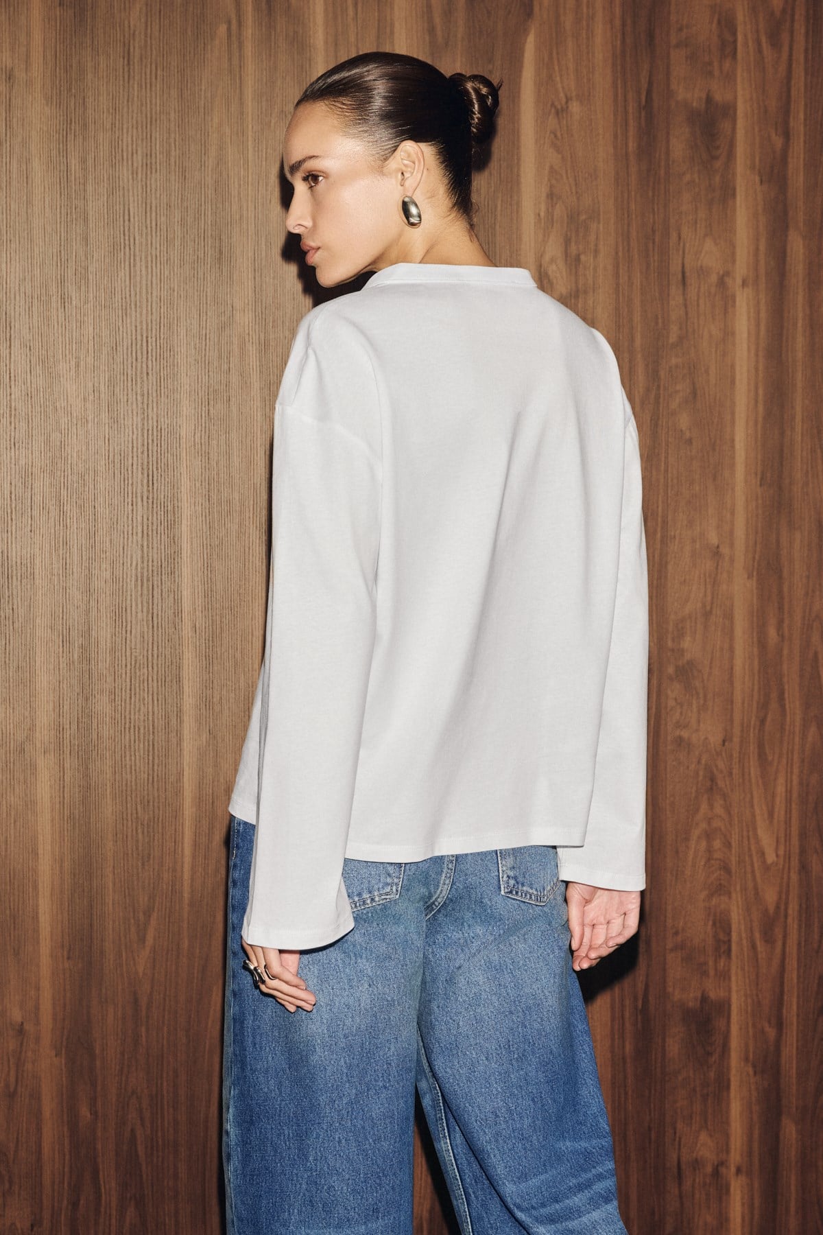 NIVEN Damen Langarmshirt Druckknopf