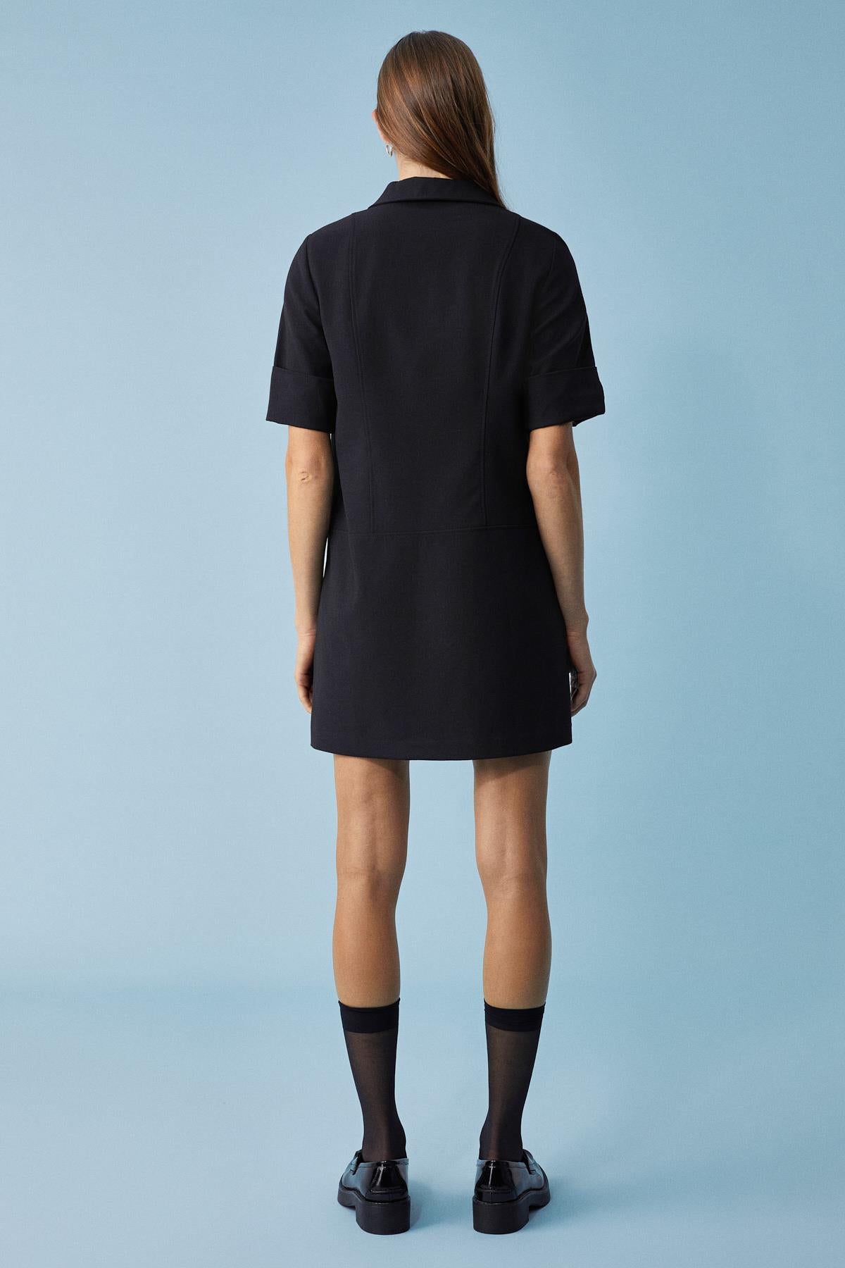 NOURU Damen Oversize Polo Minikleid
