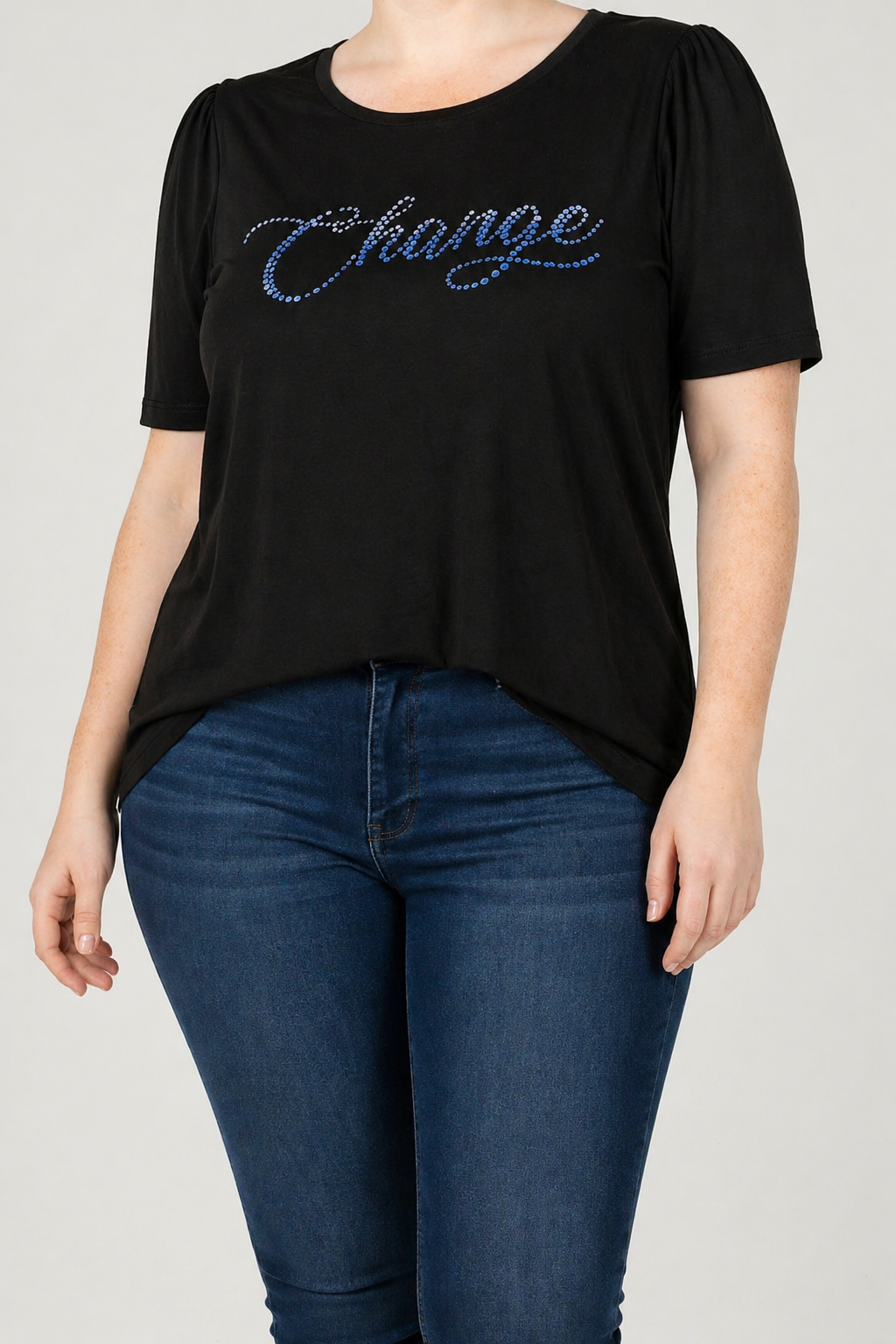 Gerafftes Schultermuster T-Shirt