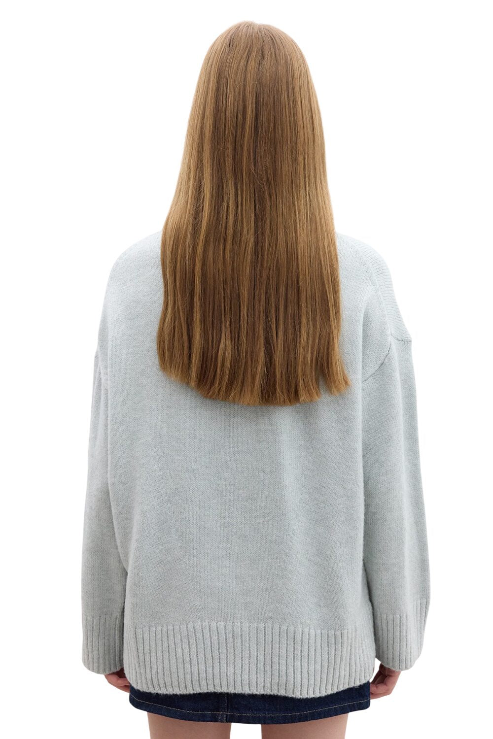 ÜBERGRÖSSERTER, WEICHER PULLOVER, BLAU