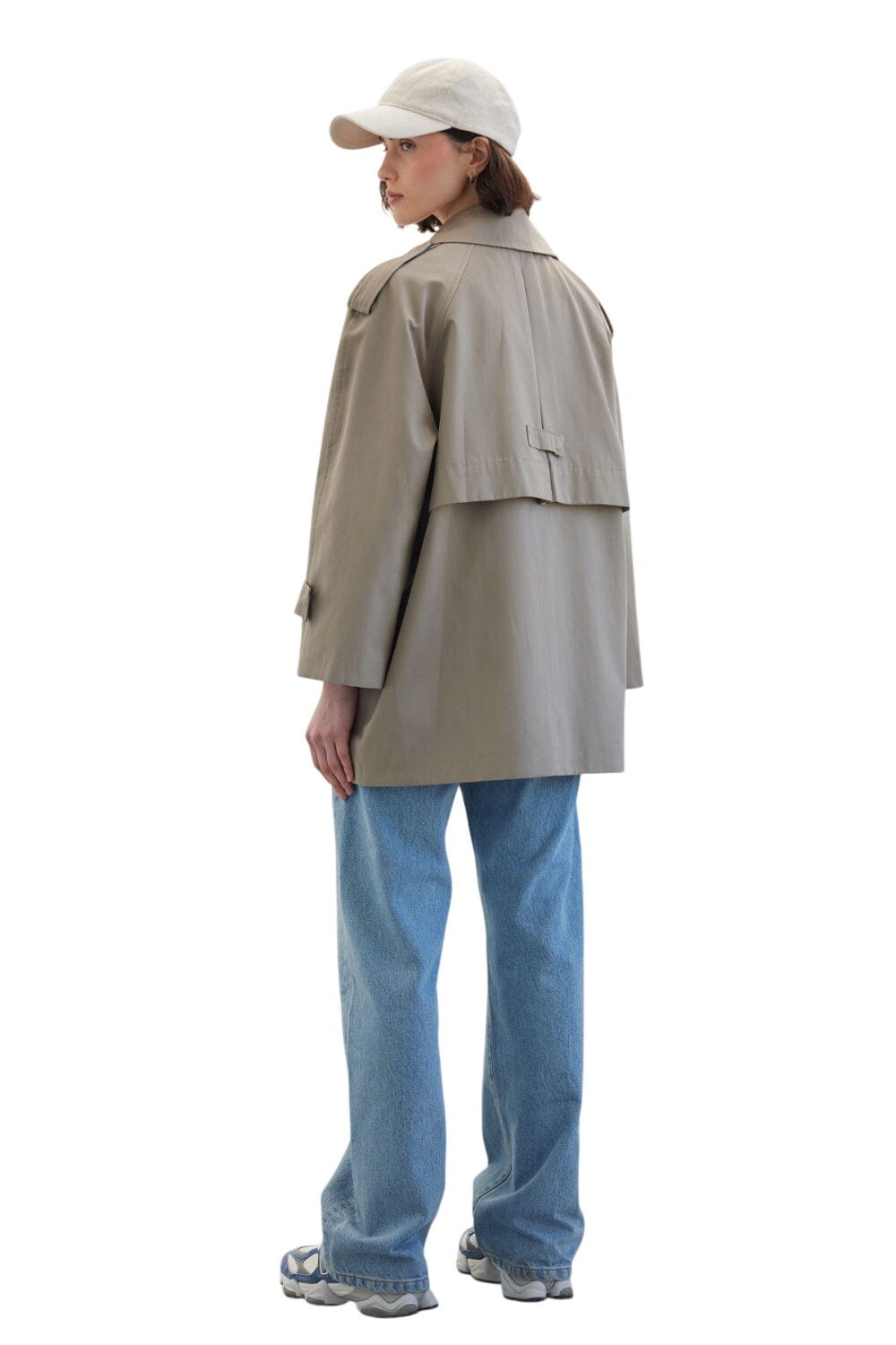 Oversized Kurzer Trenchcoat Salbeigrün