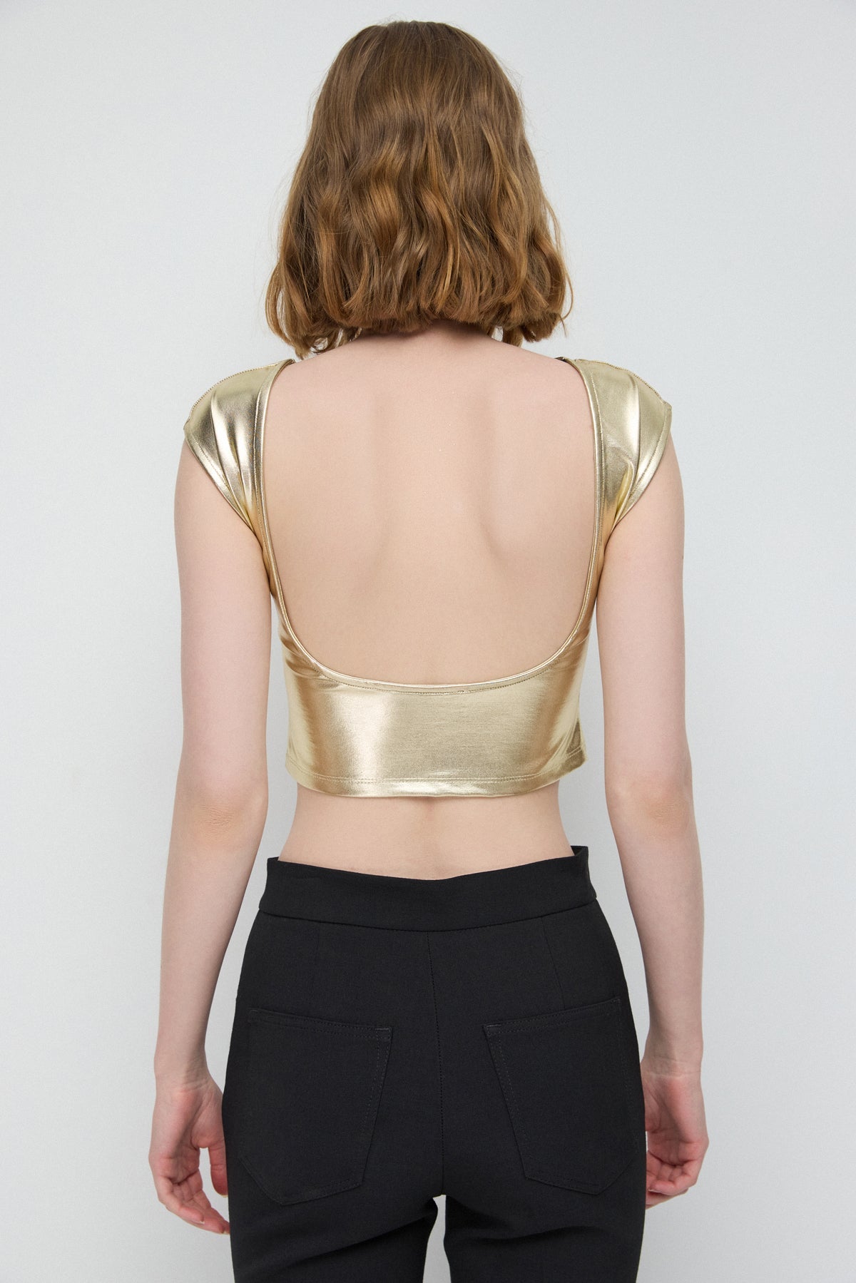 Basic Crop-Bluse mit rückenfreiem Design