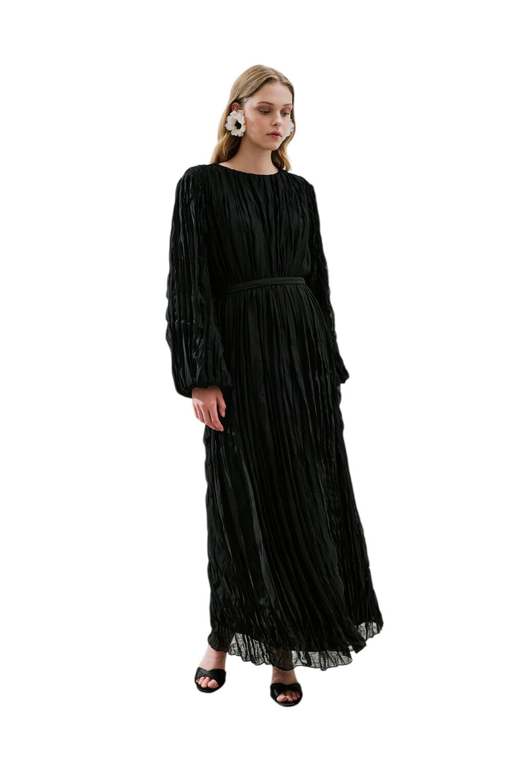 Plissiertes Chiffonkleid, schwarz
