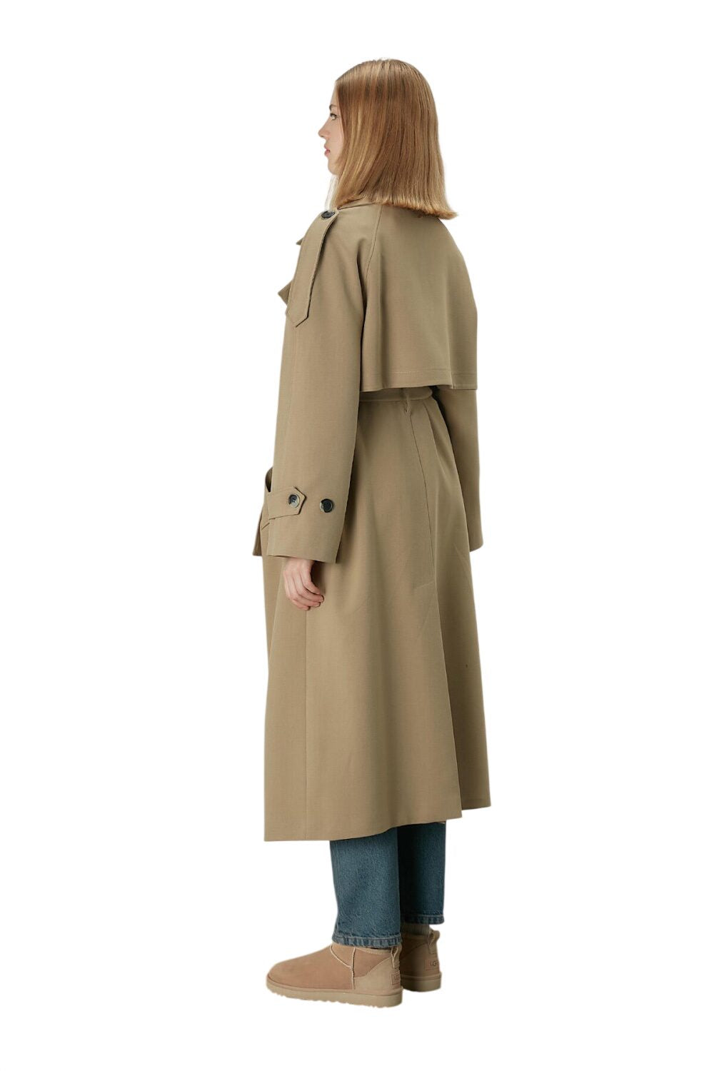 Premium Übergröße Schwarzer Trenchcoat