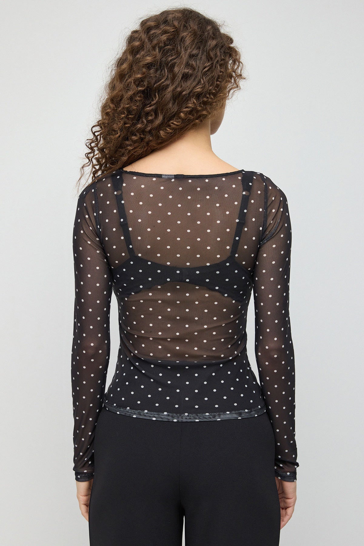 Tüllbluse mit Polka-Dots