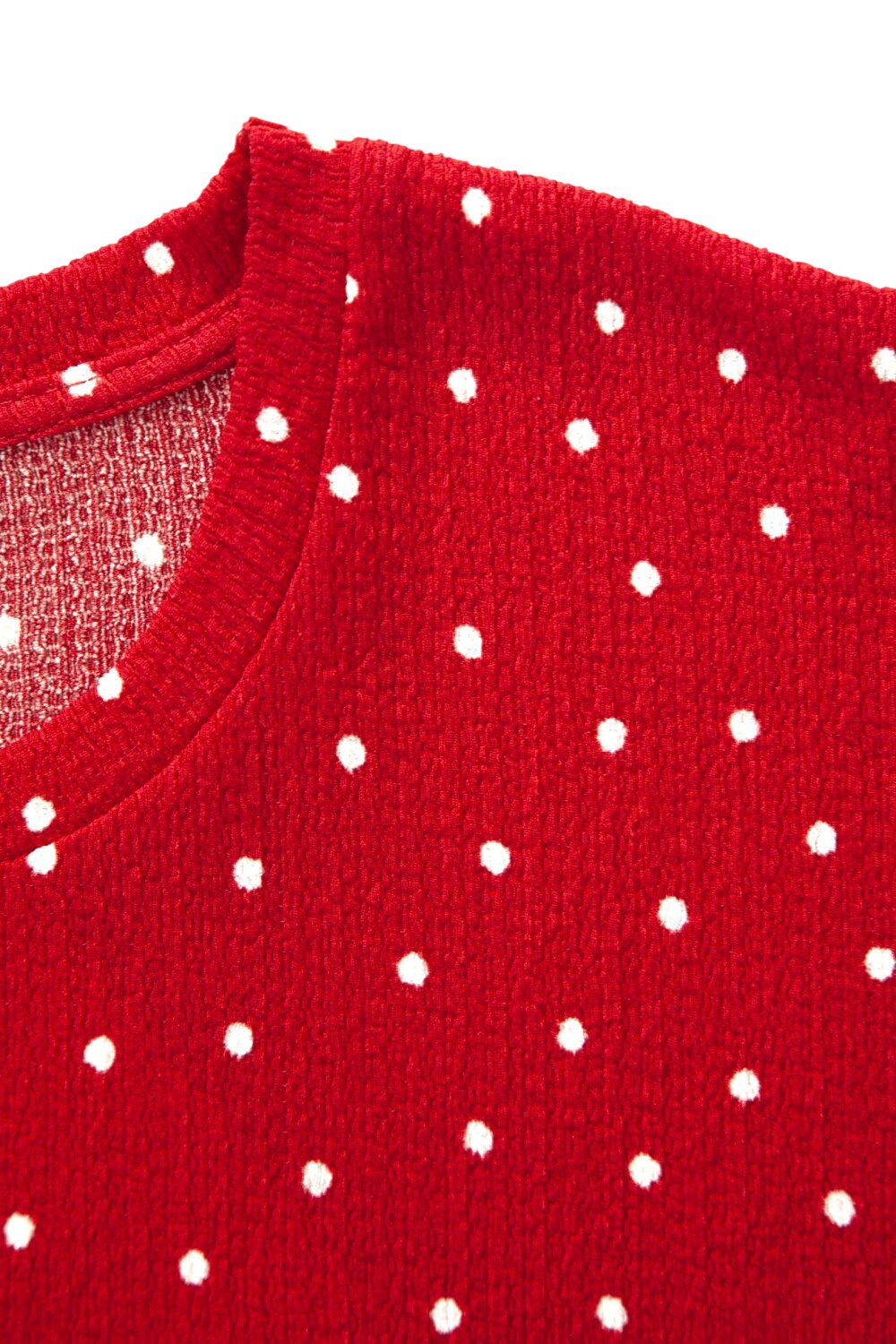 Punkte Midi Kleid mit Taschen und Rüsche