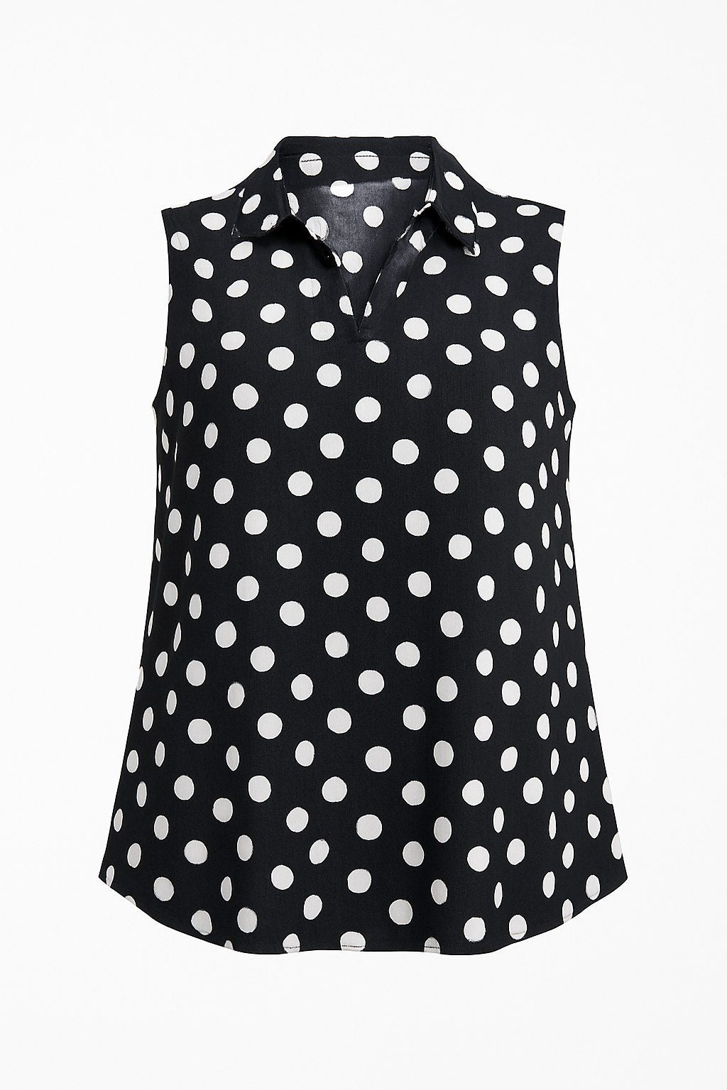 Ärmellose Bluse mit Polka-Dots