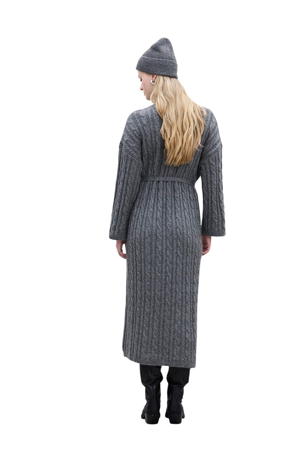 GEFLOCHTENES STRICKKLEID, SCHWARZ