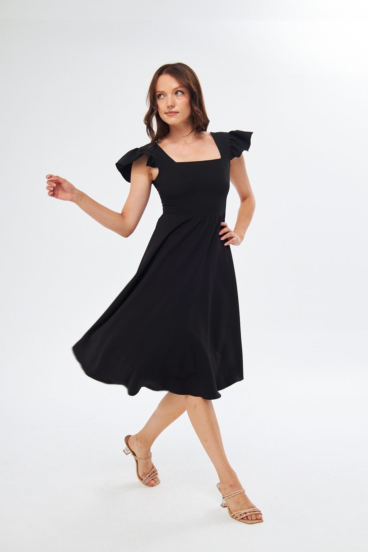 Midikleid mit eckigem Ausschnitt
