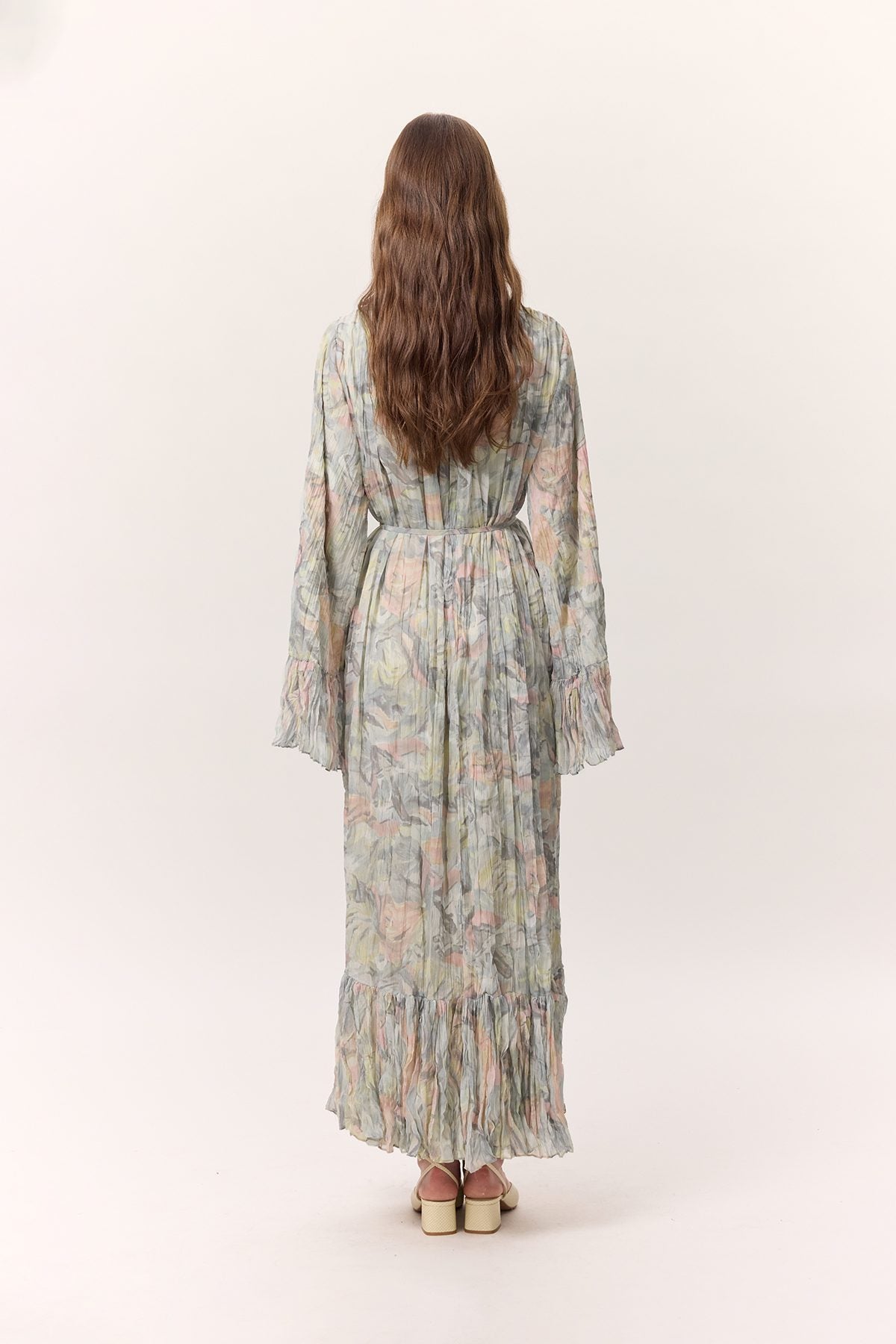 Gemustertes, geknittertes Lagenkleid Sophia Green