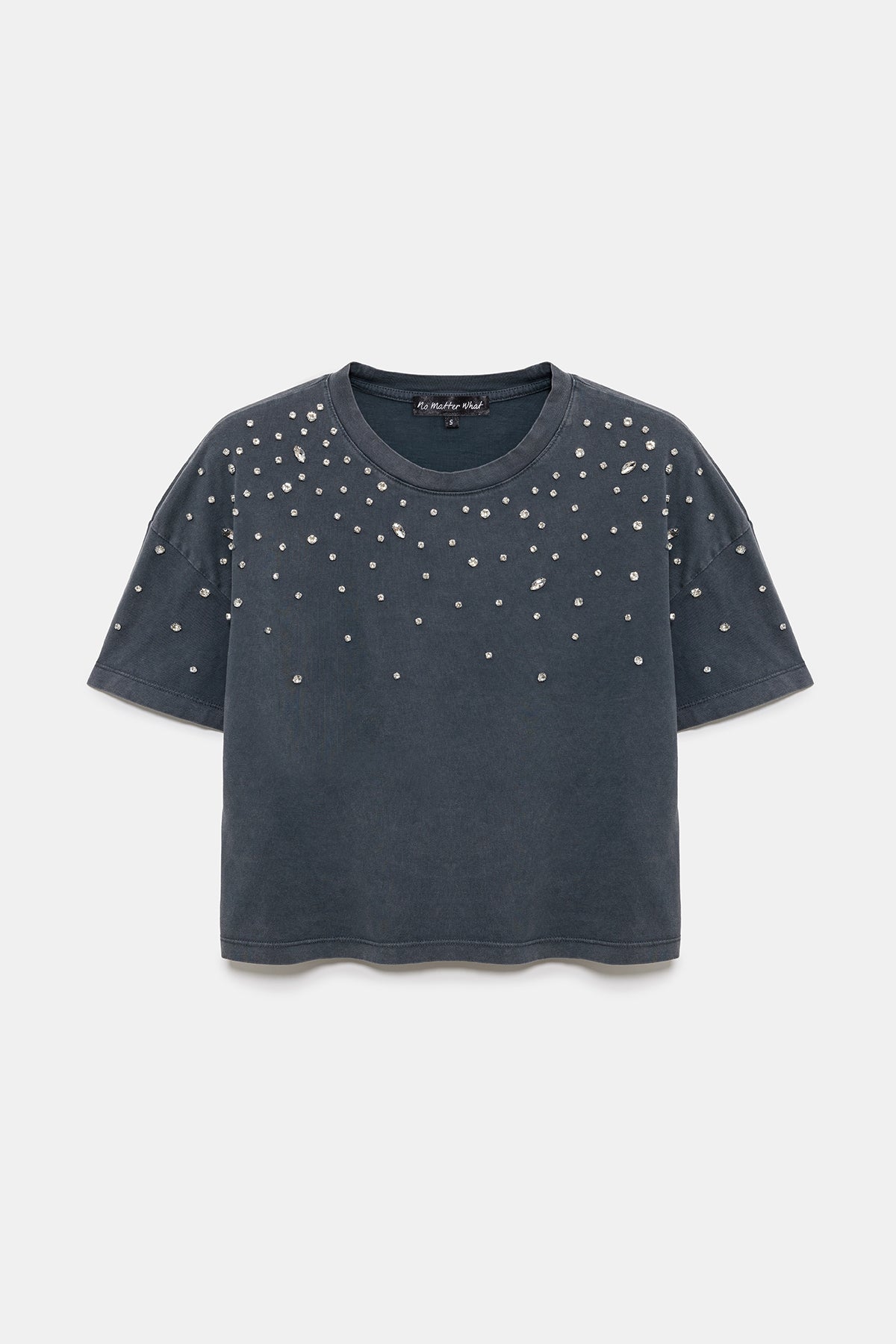Crop-T-Shirt mit Steinverzierungen