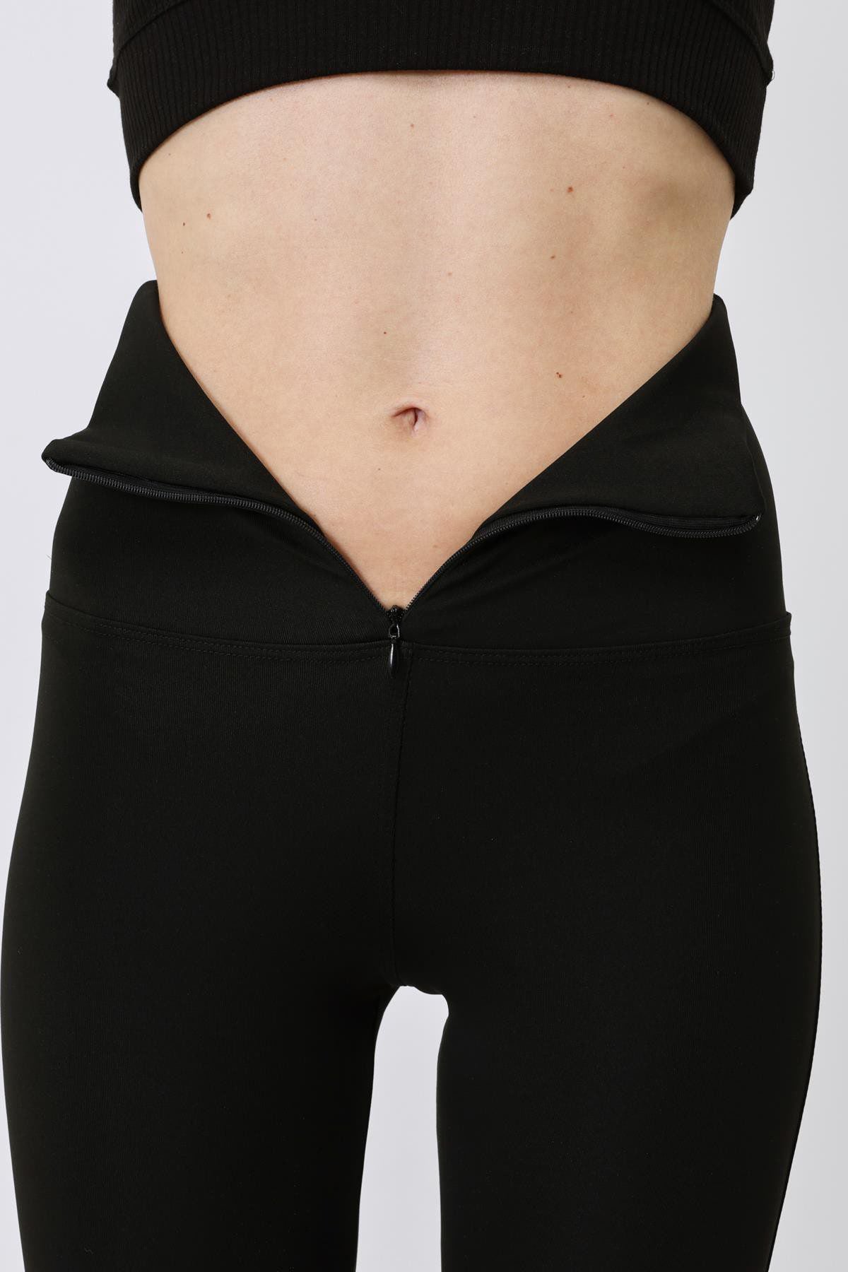 Zip Hohe Taille Lange Sport Leggings