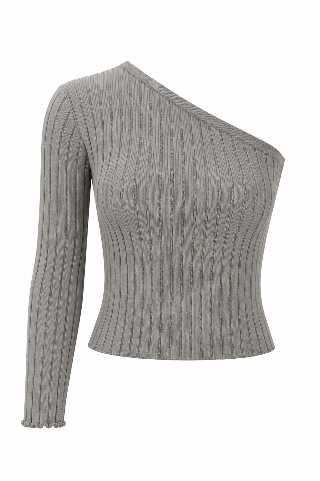 Ein-Schulter Enges Crop Stricktop