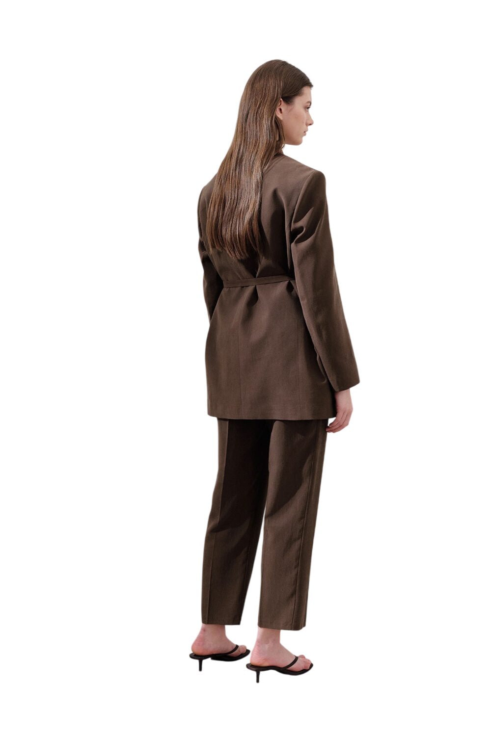 TENCEL Gürtel-Wickelblazer Braun