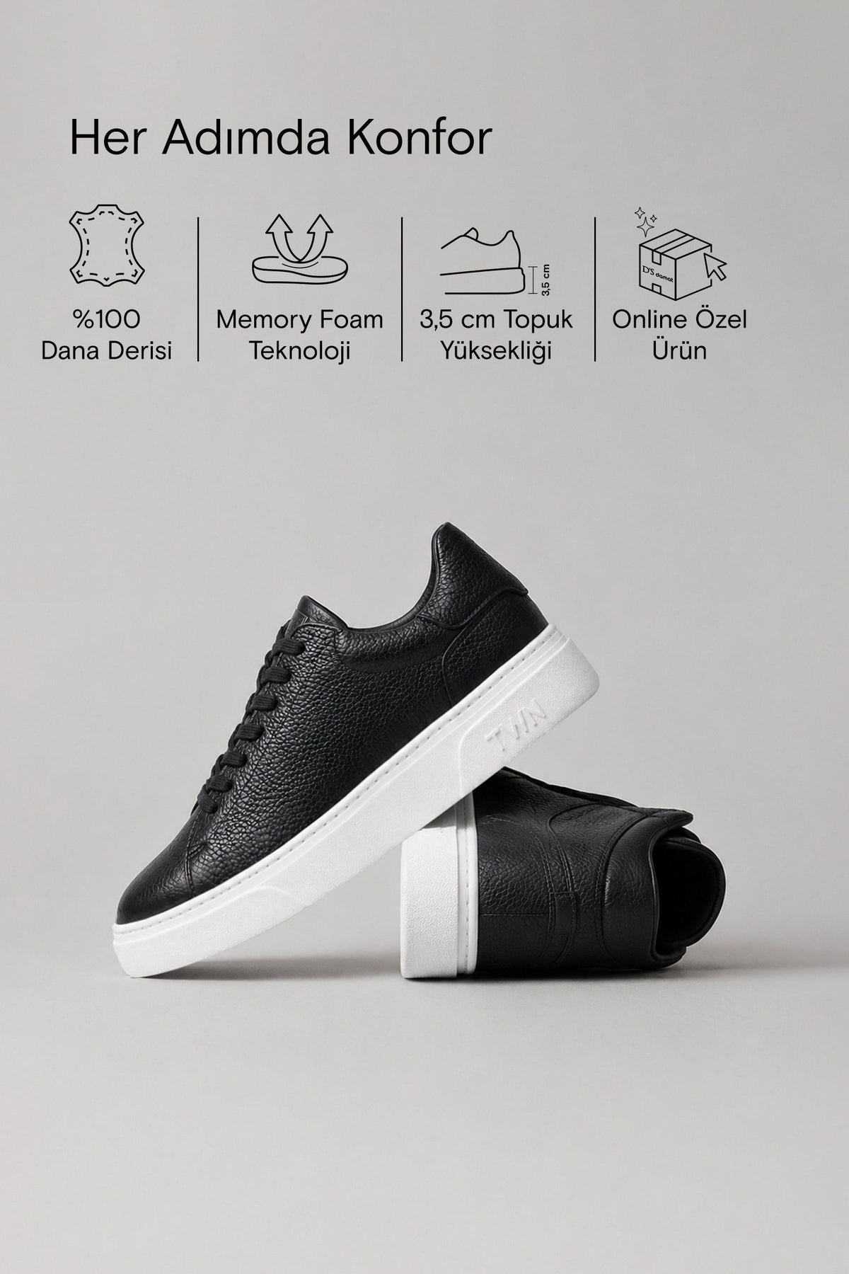 Schwarze Schnürschuhe mit dicker Sohle