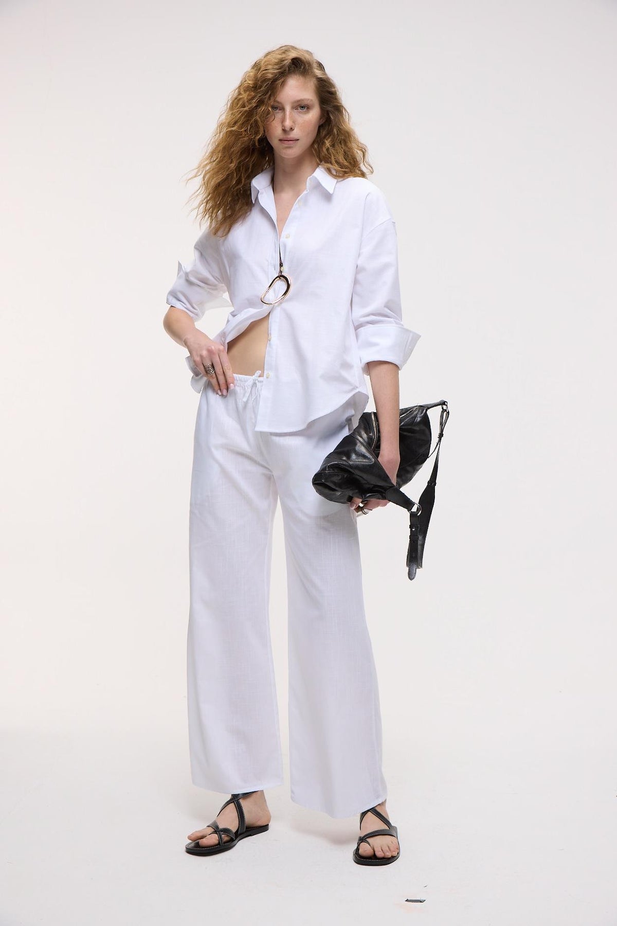 UBANA Damen Leinenlook Hose Baumwolle