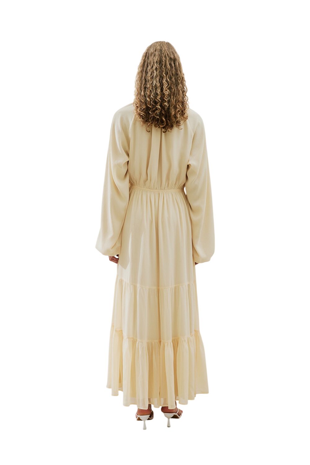 LANGES, GERÜSCHTES CHIFFONKLEID, SAGE DESIGN