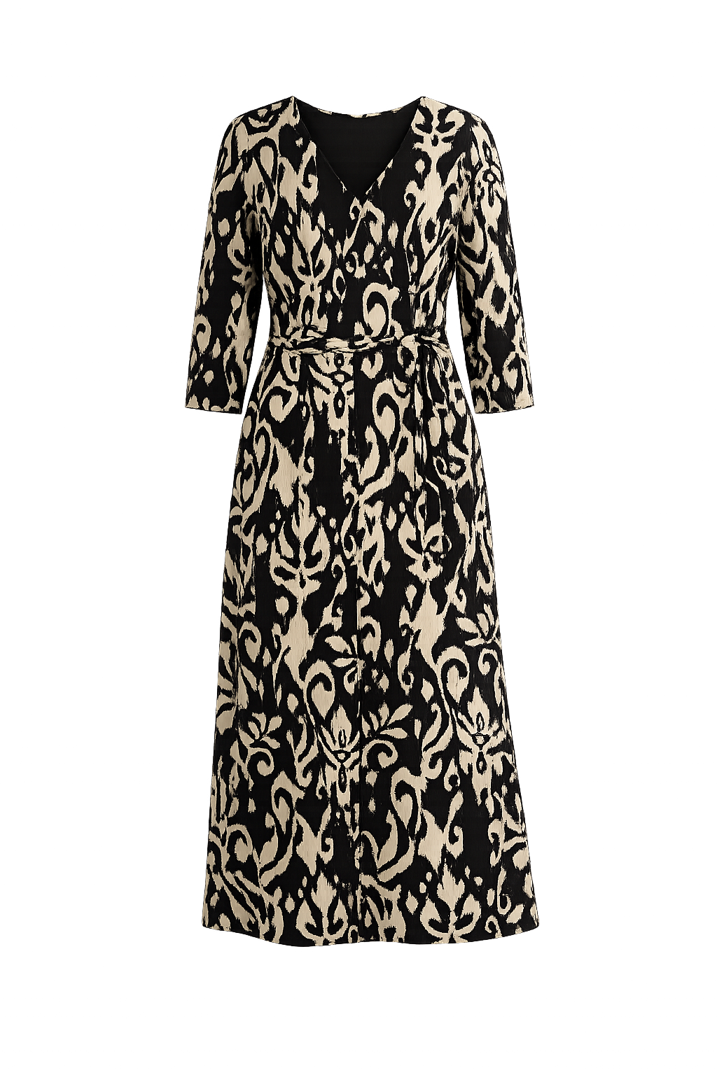 V-Ausschnitt Kleid mit Strukturmuster