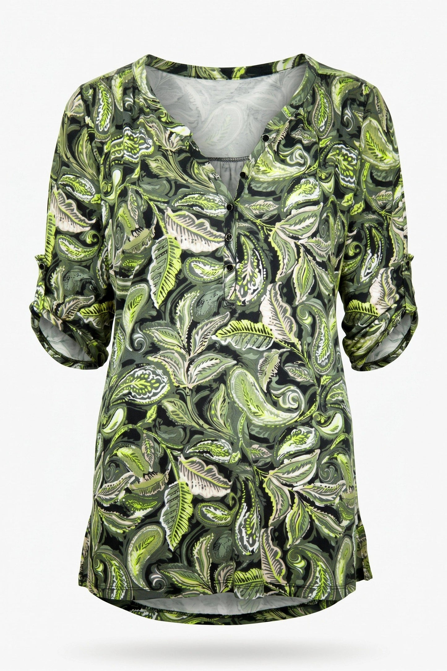 V-Ausschnitt Knopf-Bluse