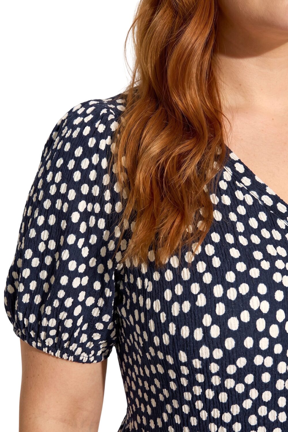V-Ausschnitt Kurzarm Muster Midi Kleid