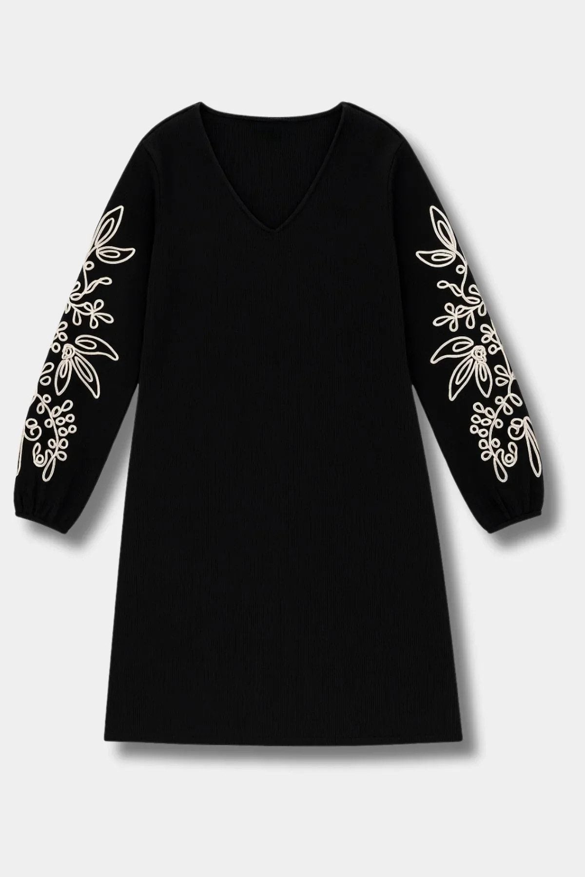 Langarmkleid mit V-Ausschnitt